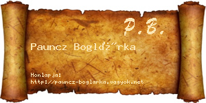Pauncz Boglárka névjegykártya